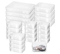 DIYEAH 24piezas Caja De Plástico Organizadora Transparente Cajas Pequeñas Para Almacenamiento Artículos De Papelería y Manualidades Incluye Tapa Para Oficina y Hogar