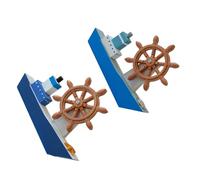 DIYEAH 2piezas Modelo de Barco de Madera Mediterráneo Azul Claro y Azul Oscuro Decoración Náutica para Fiesta de Verano Adorno para Tarta de Barco