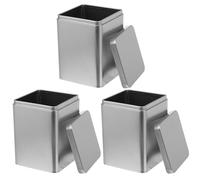 DIYEAH 3 piezas Cajas de Metal para Almacenamiento de Té Diseño Compacto y Portátil Caja Multiusos con Tapa Color Plata Mate para Hogar Tienda o Regalo