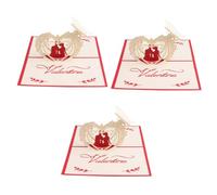 DIYEAH 3 Piezas Tarjeta de Felicitación 3D para San Valentín Plegable 150X100 MM, Papel Hecho a Mano, Bolsa de Polipropileno, Obsequio Romántico para Parejas y Aniversarios