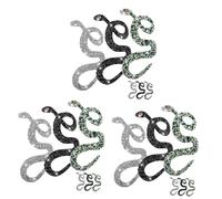 DIYEAH 3 Series Parches De Serpiente Para Ropa Parches De Brillo Para Planchar O Coser Plata Negro Verde 6 Piezas X 3