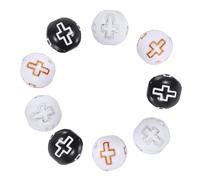 DIYEAH 300 Piezas Cuentas Redondas con Cruz de Acrílico Resistentes para Católicos Color Negro Blanco con Letras Doradas y Plateadas para Pulseras y Collares Diy