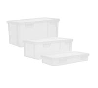 DIYEAH 3piezas Caja De Almacenamiento Transparente con Tapa Estuche Multiusos De Gran Capacidad para Material Escolar Oficina y Manualidades Organizador De Lápices Apilable