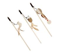 DIYEAH 3piezas Juguete Interactivo para Mascotas para Gatos Juguete para Burlarse de Gatitos de Plumas para Gatos de Palitos Plumas y Cascabel Divertidos para Coquetear Interiores