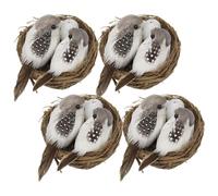 DIYEAH 4 Juegos de Nidos de Pájaro Artificiales para Decoración de Jardín Casa de Pájaros Huevos Falsos Nido de Decorativo Resistente Intemperie para Pascua y Exteriores