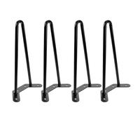 DIYEAH 4 Patas de Horquilla para Muebles Negras, Metal Resistente de 40 Cm de Altura Vertical, Patas de Mesa para Sofá, Escritorio y Cocina, Almohadillas Protectoras para Suelos,