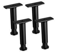 DIYEAH 4 Piezas Marco De Soporte De La Cama Patas Ajustables Soporte Central del Marco De La Cama Altura Pies De Muebles Ajustables Partes Black Acero Plastico