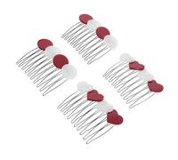 DIYEAH 4 Pinzas Pelo en Forma de Corazón y Círculo, Color Rojo y Crema, Acetato, Antideslizantes, Set de 4 Unidades para Niñas y Mujeres, Accesorios Ideales para Fiestas y Uso Diario