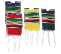 DIYEAH 4 Ponchos Mexicanos de Algodón Decoración Única y Encantadora Diseño Atractivo y Refinado para Botellas de Vino y Cerveza para Fiesta Mexicana