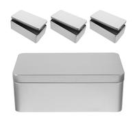 DIYEAH 4 recipientes rectangulares para galletas - Caja de dulces de hojalata plateada, organizador de snacks, pequeño tarro vacío con tapa para chocolate, ideal para fiestas navideñas y festivas.