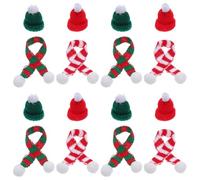 DIYEAH 48 Piezas Conjunto Mini Gorros de Punto y Bufandas Navideñas Decoraciones para Botellas y Muñecos Material Suave Reutilizable para Manualidades DIY y Collares de Gato