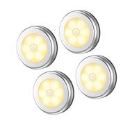 DIYEAH 4Piezas Round Body Induction Night Light Practical Kitchen Cabinet Light Battery Household Night Light With Warm Light For Home Use