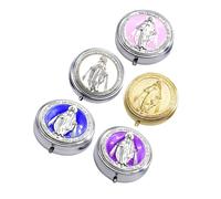 DIYEAH 5 Piezas Caja Metálica para Rosario con Diseño Vintage Estuche de Almacenaje Compacto para Joyería Infantil para Primera Comunión y Recuerdos Religiosos