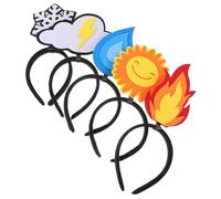 DIYEAH 5 Piezas Diadema de Fiesta de Fieltro y Plástico, Accesorios Cabello Formas de Gota de Agua, Llama, Sol, Nube y Copo de Nieve, para Fiestas y Reuniones, y Adultos