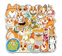 DIYEAH 50 Hojas Pegatinas Doodle de Corgi Impermeables para Scrapbook y Decoración Stickers para Ordenadores Monopatines y Maletas para Adolescentes