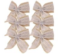 DIYEAH 6 Lazos de Arpillera de Lino Hechos a Mano para Decoración Rústica de Bodas y Escaleras, Adornos Navideños Únicos Que No Se Rompen ni Destiñen