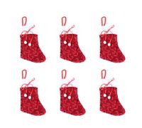 DIYEAH 6 Medias Navideñas Rojas de Fieltro No Tejido para Decoración del Hogar Diseño Alegre y Cierre de Cordón