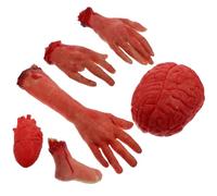 DIYEAH 6 Piezas Accesorios Halloween Decorativos de Silicona y Plástico Rojo Partes del Cuerpo Simuladas para Decoración de Casa Embrujada y Fiesta Temática Ligera y Reutilizable