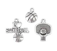 DIYEAH 6 Piezas collar de basket baloncesto basketball accessories basquet baloncesto juego encantos deportivos encantos de baloncesto Silver