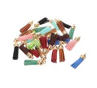 DIYEAH 60 Piezas Tassel Pendants Faux Suede Artificial Leather Soft Charms For DIY Jewelry Making Keychain Handbag Bracelet Accessories