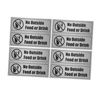 DIYEAH 8 Piezas Pegatinas Autoadhesivas Prohibido Entrada Comida y Bebida Externa para Restaurantes y Oficinas Etiquetas Impermeables de PVC Señales de Restricción y Advertencia para