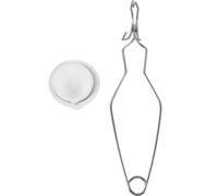 DIYEAH Abrazadera para crisoles circulares con pinzas, kit para fundir, crisol cerámico blanco, 9.84x2.95x1.37 pulgadas, estable, para laboratorio y oficina