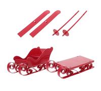 DIYEAH Adorno Navideño Trineo Colgante y Tabla de Esquí Roja, Decoración de Plástico para Escritorio, Set de 4 Piezas para Fiesta y Árbol de Navidad