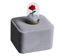 DIYEAH Adorno Romántico Rosa Preservada con Cubierta de Vidrio y Base de Metal Lisa, Decoración Floral para San Valentín, Cumpleaños y Navidad, Obsequio Elegante Hogar