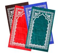 DIYEAH Alfombra de oración portátil de poliéster, tapete islámico Plegable, Set de 4 Piezas con diseño Decorativo para Viaje y festividad Eid, Colores café, púrpura, Azul y Verde Oscuro