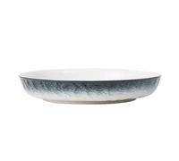 DIYEAH Bandeja de Cerámica Redonda para Servir Alimentos y Postres, Fácil de Limpiar, Adecuado para Uso Doméstico y Restauración, Color Azul Elegante