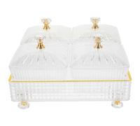 DIYEAH Bandeja para Aperitivos con Tapa Transparente de 4 Compartimentos, Tazón de Cocina Ps para Servir Frutos Secos y Caramelos en Cenas Familiares o Obsequio de Reutilizable