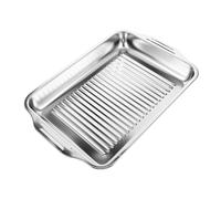 DIYEAH Bandeja para Asar Acero Inoxidable Diseño Rectangular Bandeja poco Profunda para Pescado y Mariscos Uso Cocina Doméstica y Comercial Ligera y Fácil Manejo