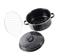 DIYEAH Bandeja para Asar Patatas y Castañas Esmaltada Negra con Fondo Resistente al Desgaste y Calor Uniforme Adecuado para Barbacoa y Cocina Doméstica