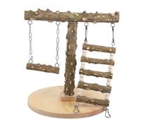 DIYEAH Bird Playstand de Madera Natural para Periquitos y Agapornis Gimnasio para Pájaros con Escalera para Trepar y Jugar Soporte Seguro y Resistente para Jaulas de Aves Pequeñas