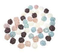 DIYEAH Bolas de Ratán Decorativas, Café Claro, Café Oscuro y Azul Oscuro, 3 Cm, Juego de 72 Piezas para Relleno de Jarrones, Decoración de Cuencos y Manualidades DIY para Hogar