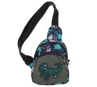 DIYEAH Bolso de Pecho de Dinosaurio Infantil Azul de Nylon | Diseño Bonito y Creativo, Cierre de Cremallera Fácil, para Snacks y Juguetes, Salidas y Compras