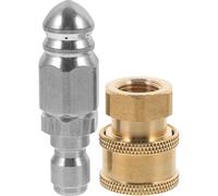 DIYEAH Boquilla Pulverizadora Doméstica 1/4 Pulgada de Acero Inoxidable, | Conexión Rápida, Caudal Ajustable, para Limpieza de Patio y Calzada, Incluye Boquilla de Repuesto