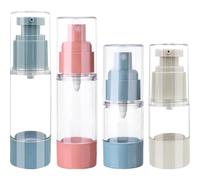 DIYEAH Botellas de Spray Vacías Reutilizables 4 Piezas (30 Ml y 15 Ml) Dispensador sin Aire para Crema Facial, Aceite Cabello, Botellas de Viaje Prácticas y Portátiles Color Aleatorio