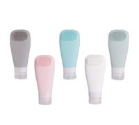 DIYEAH Botellas Dispensadoras de Silicona con Cepillo, 5 Piezas Colores Surtidos (, Lago, Leche, Grisáceo), Envases Rellenable para Gel de Ducha, Loción y Cosméticos, Portátiles