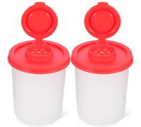 DIYEAH Botellas para Condimentos Transparentes 2 Piezas, Saleros de Plástico Medianos Rojos, Pequeñas Botellas para Pimienta, Recipientes Prácticos para Cocina, Camping y Picnic