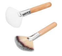 DIYEAH Brochas de Maquillaje Facial sin Caída de Pelo en Forma de Abanico Pack de 2 de Madera y Nylon Suaves para Epidermis Delicada, Ideales para Maquillaje Profesional