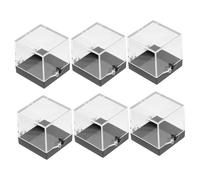 DIYEAH Caja De Exhibición De Especímenes Minerales 6 Piezas, Vitrina Para Rocas Transparente 35x35x35 Mm Base Negra, Contenedor De Muestras Para Colección y Almacenamiento Hogar y Exhibiciones