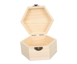 DIYEAH Caja de Madera Hexagonal sin Pintar para Joyería y Almacenamiento Pequeña Caja Decorativa Multipropósito para Organizar Joyas y Objetos Diseño Natural y Artesanal para Regalo