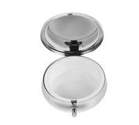 DIYEAH Caja de rosario Virgen María, caja para objetos religiosos de aleación de zinc y acero inoxidable, redonda portátil, para oración y meditación