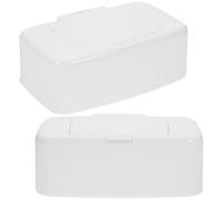DIYEAH Caja Dispensadora de Toallitas Húmedas Recargable de Plástico Pp Blanco, Ligera y Portátil para Viaje y Uso en Bolsa de Pañales, Pack de 2 Unidades