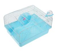 DIYEAH Casita para Hámster y Ratón con Comedero Bebedero y Rueda de Ejercicio Jaula Portátil de Plástico y Hierro Azul Compacta y Ligera para Transporte y Juego