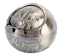 DIYEAH Cenicero Decorativo con Tapa Diseño Elefante Estilo Sureste Asiático Contenedor Profundo para Colillas Accesorio Práctico y Ornamental para Interiores y Oficina