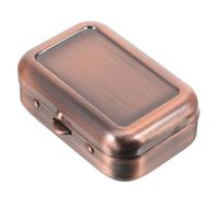 DIYEAH Cenicero Portátil Rectangular Metálico con Tapa, Resistente al Viento, Color Cobre Antiguo, para Viajes y Oficina, Cenicero Decorativo Compacto para Exteriores y Automóvil