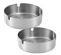 DIYEAH Ceniceros Metálicos Pequeños de Acero Inoxidable 8 CM de Altura Juego de 2 Ceniceros Portátiles para Interior y Coche Diseño Resistente Anticaída para Hogar Hotel y Restaurante