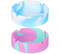 DIYEAH Ceniceros Redondos de Silicona Irrompibles 2 Unidades Fondo Antideslizante, Colores Menta y Azul para Interiores y Exteriores, Contenedor de Cenizas Práctico y Portátil